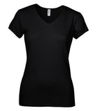 BELLA+CANVAS Baby Rib Short Sleeve V-Neck Ladies’ Tee Black