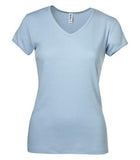 BELLA+CANVAS Baby Rib Short Sleeve V-Neck Ladies’ Tee Baby Blue