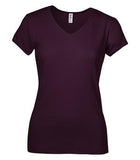 BELLA+CANVAS Baby Rib Short Sleeve V-Neck Ladies’ Tee Plum