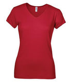 BELLA+CANVAS Baby Rib Short Sleeve V-Neck Ladies’ Tee Red