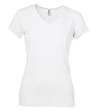 BELLA+CANVAS Baby Rib Short Sleeve V-Neck Ladies’ Tee White
