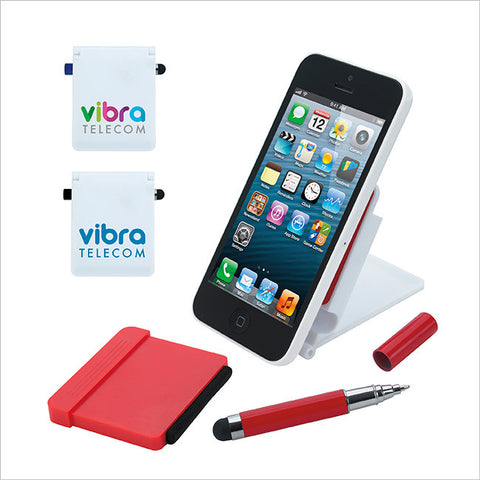 Folding Phone Holder w/ Stylus and Screen Cleaner