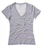BELLA+CANVAS Short Sleeve Deep V-Neck Jersey Ladies' Tee Athletic Heather