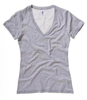 BELLA+CANVAS Short Sleeve Deep V-Neck Jersey Ladies' Tee Athletic Heather