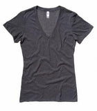 BELLA+CANVAS Short Sleeve Deep V-Neck Jersey Ladies' Tee Dark Grey Heather