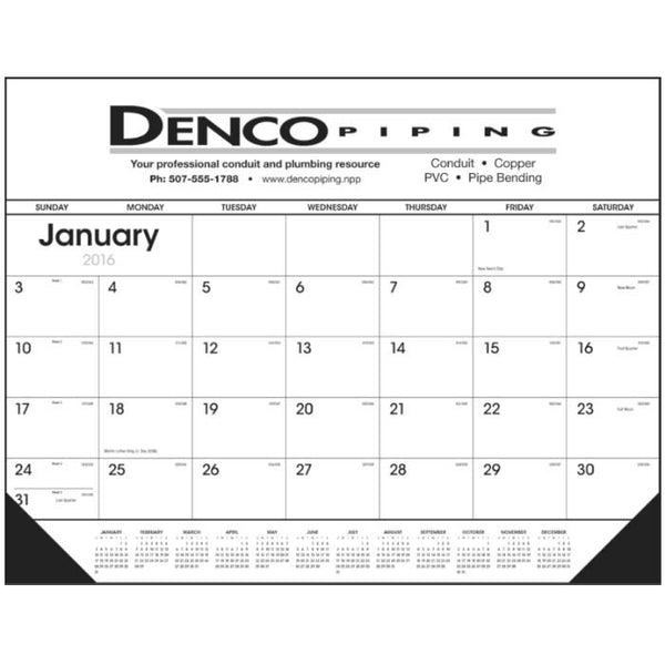 Black & White Desk Pad with Vinyl Corners