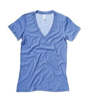 BELLA+CANVAS Triblend Deep V-Neck Ladies' Tee Blue Triblend