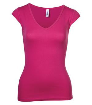 BELLA+CANVAS Sheer Rib Deep V Ladies' Tee Berry