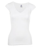 BELLA+CANVAS Sheer Rib Deep V Ladies' Tee White