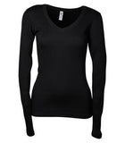 BELLA+CANVAS Sheer Rib Long Sleeve V-Neck Ladies' Tee Black