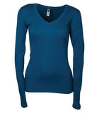 BELLA+CANVAS Sheer Rib Long Sleeve V-Neck Ladies' Tee Deep Teal