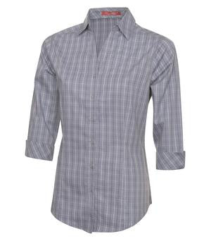 Coal Harbour Tattersall Check Ladies' Woven Shirt Grey/White