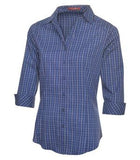 Coal Harbour Tattersall Check Ladies' Woven Shirt Navy/White