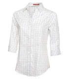 Coal Harbour Tattersall Check Ladies' Woven Shirt White/Navy