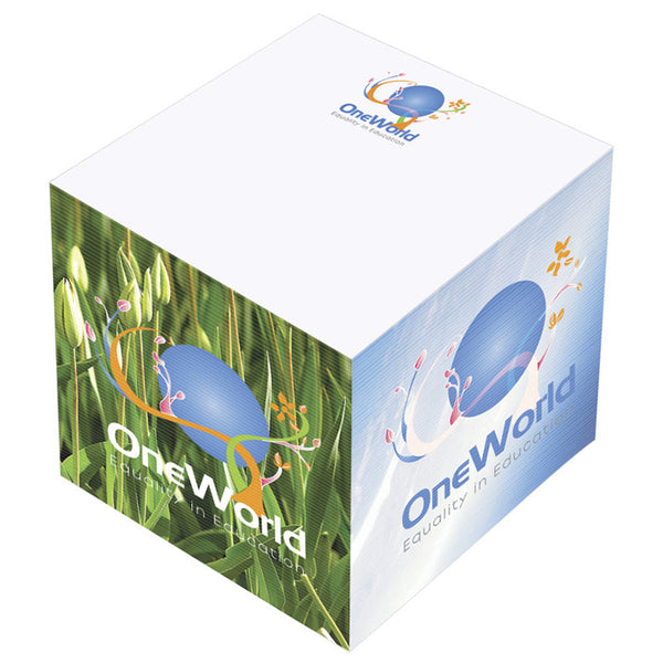 3" x 3" x 3" Non-Adhesive Cube Recycled - w/ 4-Color Side Imprint
