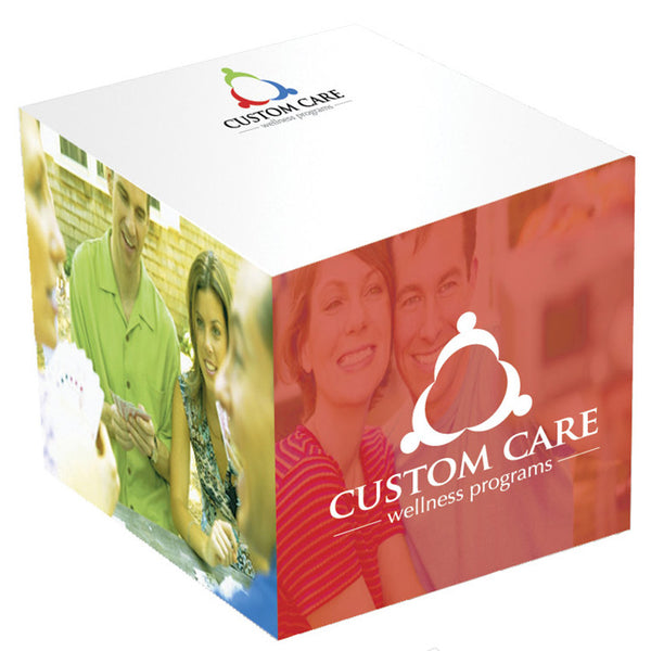 2 3/8" x 2 3/8" x 2 3/8" Adhesive Cube Recycled - w/ 4-Color Side Imprint