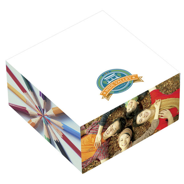 3" x 3" x 1.5" Adhesive Cube Recycled - w/ 4-Color Side Imprint