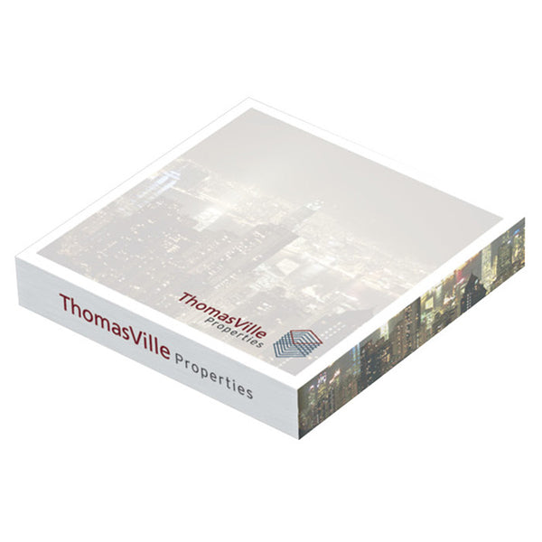 3" x 3" x 1/2" Adhesive Cube Recycled - w/ Side & Sheet Imprint
