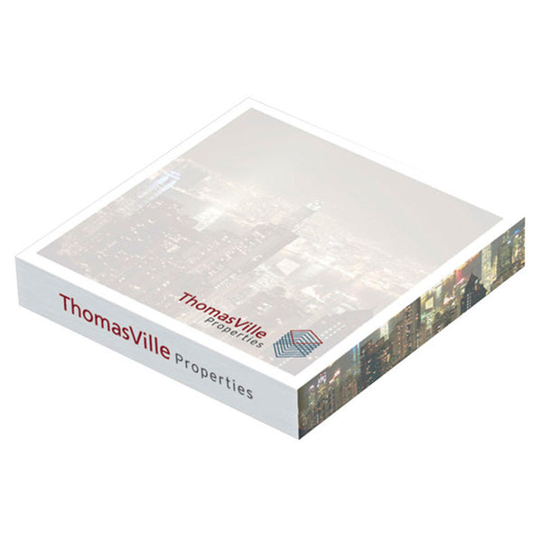3" x 3" x 1/2" Adhesive Cube - w/ Side & Sheet Imprint