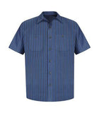 Red Kap Industrial Short Sleeve Work Shirt Grey/Blue (Striped)