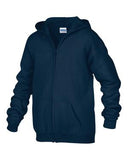 Gildan Heavy BlendFull Zip Hooded Youth Sweatshirt Navy