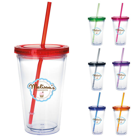 Clear Tumbler with Colored Lid - 18 oz.