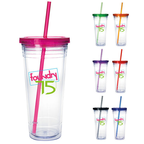 Clear Tumbler with Colored Lid - 24 oz.