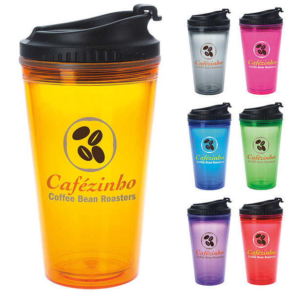 Colored Tumbler with Black Lid - 18 oz.