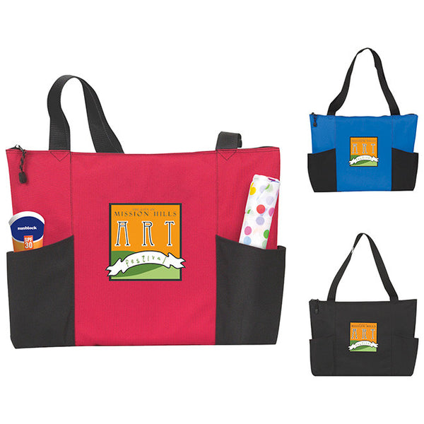 Double Pocket Zippered Tote