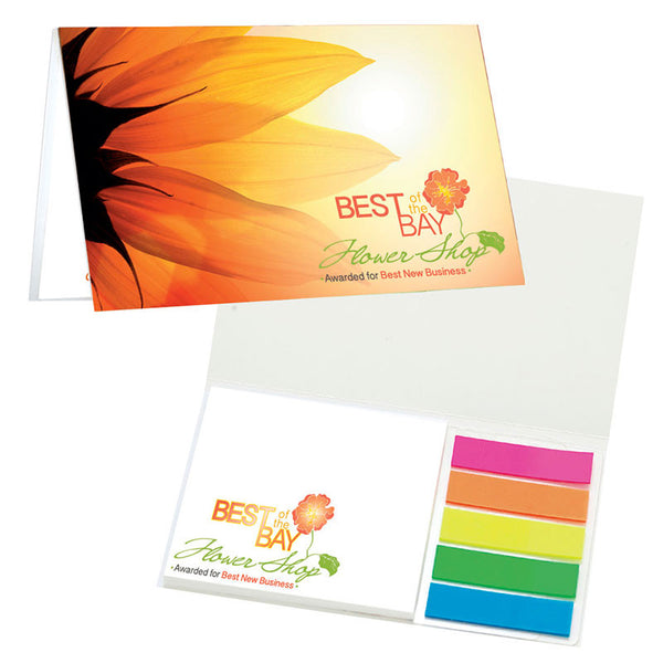 5" x 3" Booklet w/ 3" x 3" Pad & Mylar Flags - 4CP on Booklet