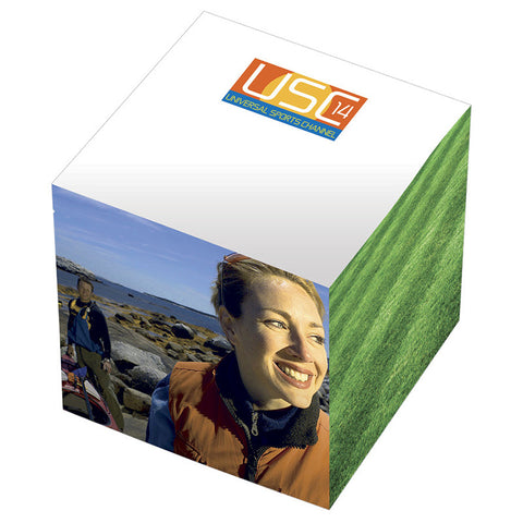 3" x 3" x 3" Adhesive Cube Recycled - w/ 4-Color Side Imprint