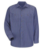 Red Kap Industrial Long Sleeve Work Shirt Grey/Blue (Striped)